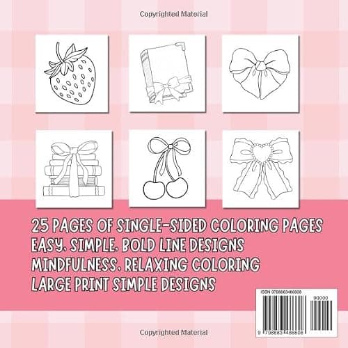 Cute Coquette Large Print Bold and Easy Coloring Book for Adults, Women, Seniors and Beginners, Big and Simple Designs, Large Print Coloring Book, ... for Stress-Relief and Relaxation for Women thumbnail 2