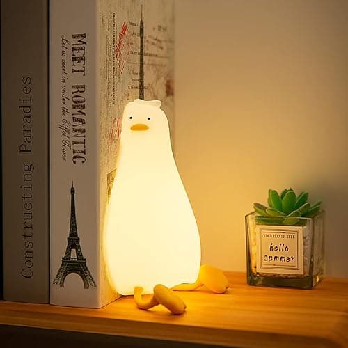 HAPPYBAG LED Lying Flat Duck Night Light, 3 Level Dimmable Nursery Nightlight,Cute Lamps Silicone Squishy Light Up Duck,Rechargeable Bedside Touch Lamp for Breastfeeding Toddler Baby Kids Decor thumbnail 3