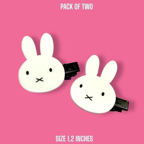 KOZUKI Cute Bunny Hair Clip, Pack of 2, Japanese Anime Style, Large, White, Female thumbnail 7