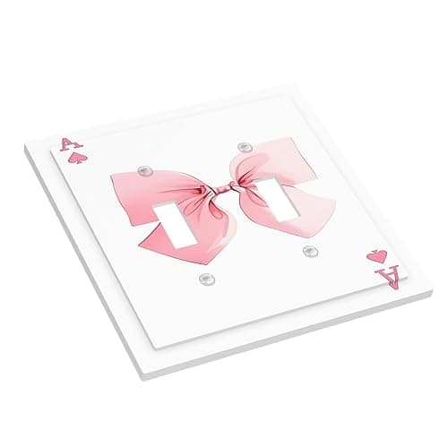 Funny Pink Bowknot Double Toggle Light Switch Cover 2 Gang Wall Plate Decorative Switchplate Electrical Faceplate Standard Size for Kitchen Bathroom Home Decor thumbnail 4