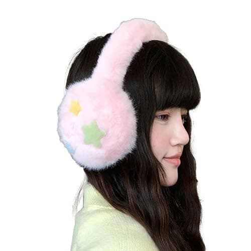 Niction Cute Earmuffs for Women Winter Ear Protection Ears Covers with Star Pattern Plush Ear Warmers Outdoor Activity - Image 1