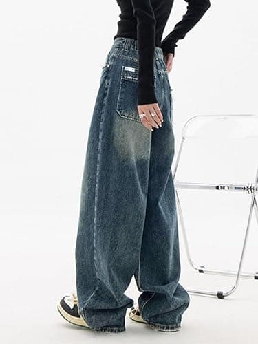 EMMIOL Baggy Jeans for Women Mid-Low Waist Streetwear Jeans Vintage Wide Leg Straight Denim Pants Womens Casual Trousers thumbnail 5