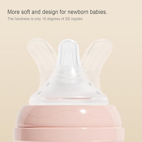 Gulicola Natural Glass Baby Bottles Set 4 Pack, Newborn Boy Breastfeeding Bottles with Slow Flow Nipples, 0 Months+, 3 oz & 5 oz - Black/White thumbnail 6