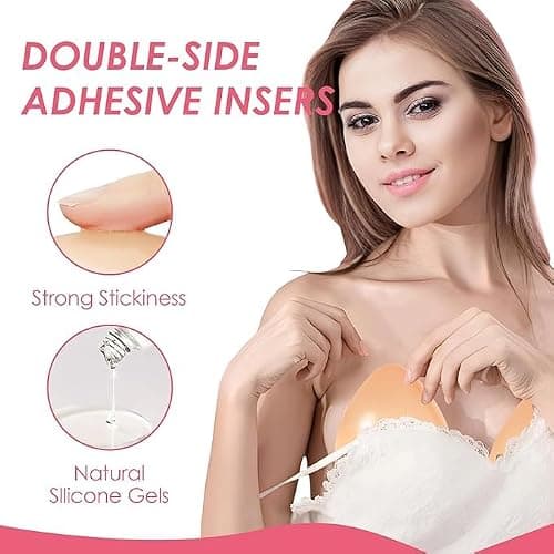 Snowy Sticky Bra Inserts,Reusable and Waterproof Double Sided Snowy Inserts,Sticky Bra Push Up for Women Dresses Bikinis thumbnail 3