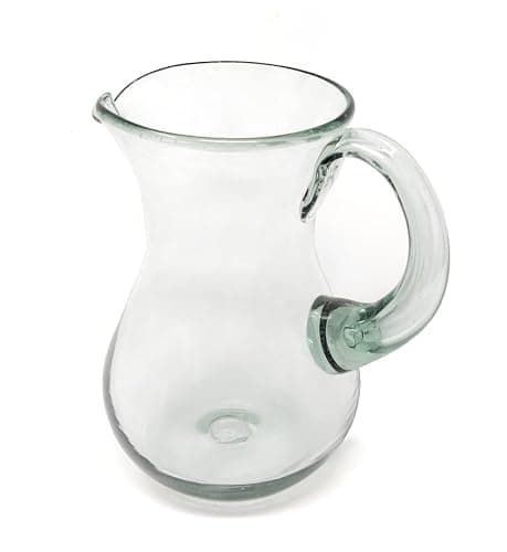 Mexican Hand Blown Glass Pitcher – Natural Clear Design (84 oz) - Image 1