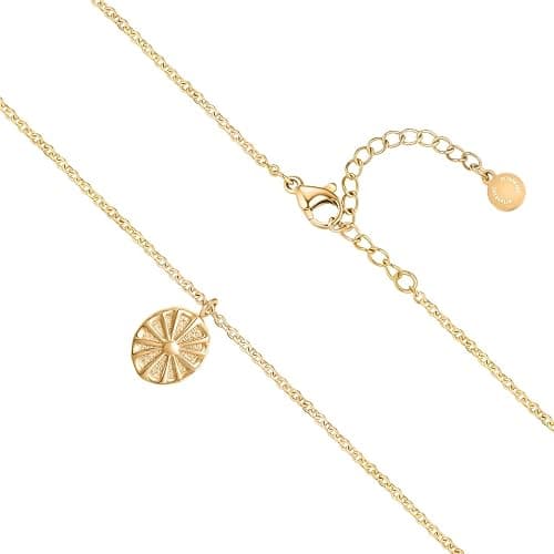 day.berlin Damen Halskette Stella 18k vergoldet, 45+5cm variable Länge mit kleinem Anhänger Sonne, 316L Edelstahl Kette nickelfrei und wasserfest thumbnail 5