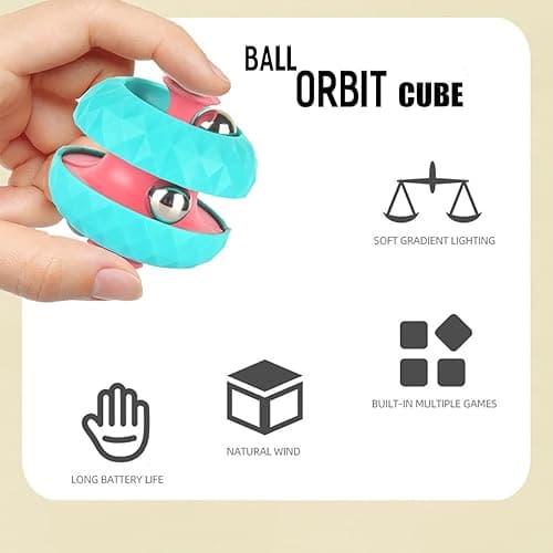 Yiran Rotating Cube Bead Orbit Ball Maze Ball Fidget Hand Spinner Sensory Toys Anxiety and Stress Relief Fingertip Gyro Educational Puzzle Games for Interactive Toys Kids and Adult - Blue thumbnail 3