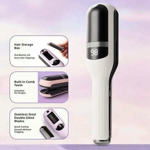 Cordless Split Ends Hair Trimmer, Automatic Damage Hair Clippers for Salon & Home, Quickly Removes Split Ends and Broken Hair Tips, Dead Ends Trimmer for Damaged,Dry, Brittle Hair (Pink) thumbnail 9