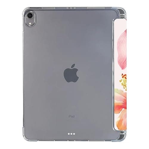 Pink Lilies and Hibiscus Flowers Case Compatible with IPad 9th 8th 7th Generation 10.9 Inch 2021/2019/2018,Funny Cover with Trifold Stand + Pencil Holder for Boys Girls,iPad Air6 11inch 2024 thumbnail 2