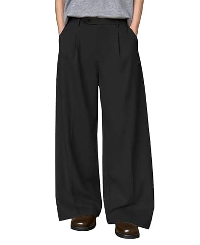 Susclude Mens Baggy Wide Leg Pants Pleated A Line Slacks Loose Casual Dress Pants Old Money Oversized Y2K Stylish Trousers - Image 1