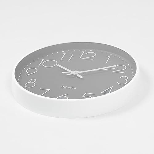 OHS Silent Wall Clock Non Ticking Wall Clock for Bedroom Large Wall Clock Kitchen Living Room Office, Round Modern Decorative Home Décor Readable Numbers Quartz, Grey - Charcoal Grey - H: 29cm, W: 29cm, D: 4.5cm thumbnail 4