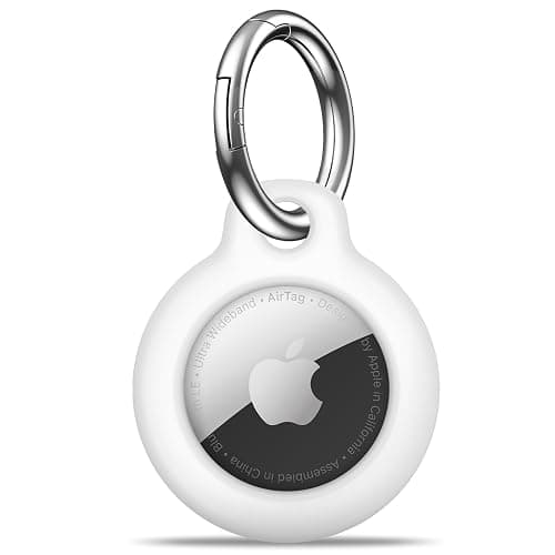 MOLOSLEEVE Airtag Holder Air Tag Case with Keychain, Anti-Scratch Airtags Key Chain for Apple Air Tags, Airtag Accessories for GPS Item Finder Tracker, White - A4-White - Image 1