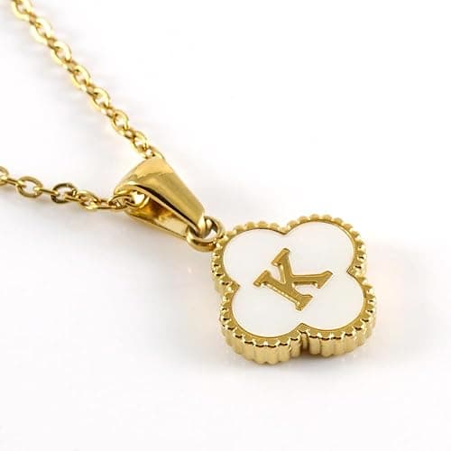 Zocqol 14K Gold Plated Clover Initial Necklaces for Women Trendy: Dainty Stainless Steel Four-Leaf Clover Letter Necklace for Women Non Tarnish Shell Necklace thumbnail 3