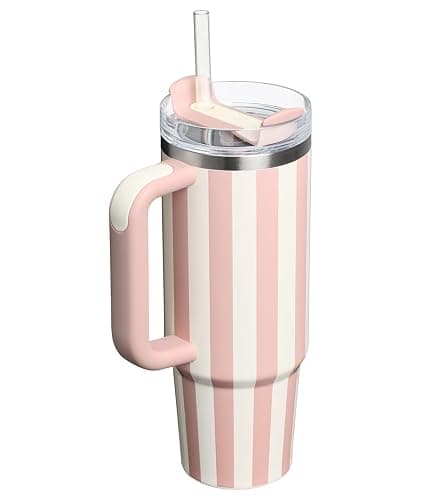 STANLEY Quencher H2.0 Tumbler with Handle and Straw 30 oz | Flowstate 3-Position Lid | Cup Holder Compatible for Travel | Insulated Stainless Steel Cup | BPA-Free | Peach Whip Cabana Gloss thumbnail 4