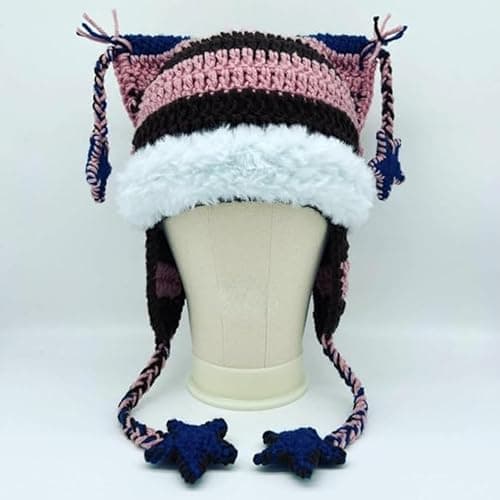 Beanies Cat Beanie Y2k Beanie Goth Knit Hat Grunge Crochet Hats for Women y2k Accessories - Medium - Black Green thumbnail 8