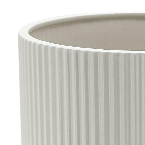 Amazon Basics Fluted Ceramic House Round Planter, 20.3 cm, White thumbnail 4