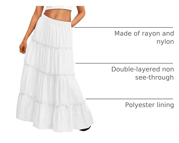 Trendy Queen Long Skirts for Women Boho Maxi Skirt Winter Swing Tiered A-Line Elastic High Waist Dress with Pockets Fashion thumbnail 4