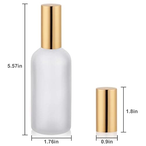 Glass Spray Bottle 3.4oz, Empty Frosted Perfume Atomizer, Fine Mist Spray,Gold Sprayer (2 PACK) thumbnail 7