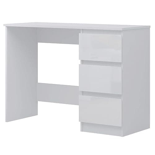 FWStyle Modern White Gloss 3 Drawer Dressing Table Home Office Desk Scandinavian Style Matt Frame thumbnail 2