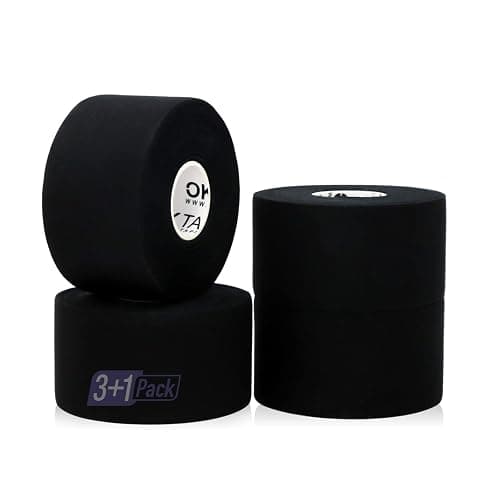 OK TAPE Athletic Sports Tape(4 Packs) - 45ft Per Roll Very Strong Tape for Athlete & Sport Trainers & First Aid Injury Wrap, Perfect for Fingers Ankles Wrist on Bat, Hockey Stick - Black - Image 1