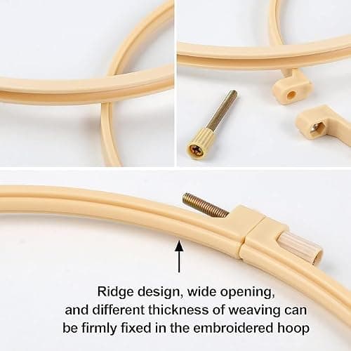Syyflibb 5 Pcs Embroidery Hoop Set, Round Plastic Cross Stitch Hoops with 16 Needles (3.6In to 9.5In), Small Embroidery Hoops for Craft Sewing, Broderie, Cross Stitch Supplies, Ideal for Beginners and DIY Enthusiasts (Bamboo color) thumbnail 4