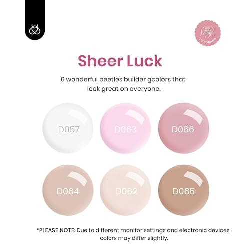Beetles Builder Gel Set-Sheer Luck 6 Colors 8 in 1 Building Apex Strengthening Thickening Extension DIY Salon at Home for Beginner,Nude Pink Builder Nails Gel,UV & LED Lamp Needed thumbnail 3