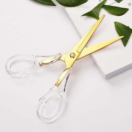 Aesthetic Clear Acrylic Scissors, 6.3" Craft Shears with Gold Sharp Stainless Steel Blades for Home Office & School, Cute Stationery Tools for Bullet Journaling, Scrapbooking & Gift Wrapping thumbnail 7