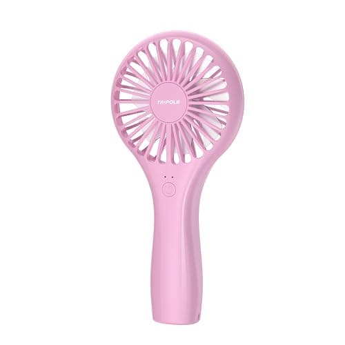 TriPole Handheld Mini Fan Battery Operated Small Personal Portable Fan Speed Adjustable USB Rechargeable Fans for Kids Girls Women Men Home Office Indoor Outdoor Travelling, Pink - Image 1