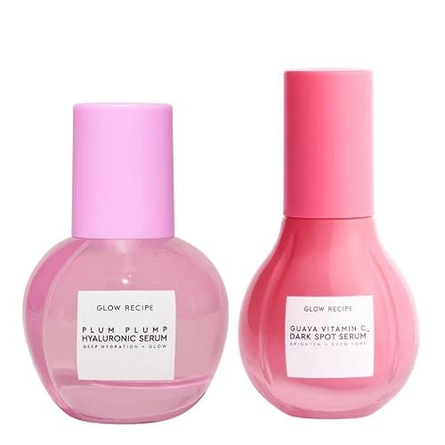 Glow Recipe Brighten + Hydrate Treatment Duo - Guava Vitamin Dark Spot C Serum (30ml) & Plum Plump Hyaluronic Serum (30ml) - Hydrate, Help Diminish the Look of Dark Spots & Even Tone - Image 1