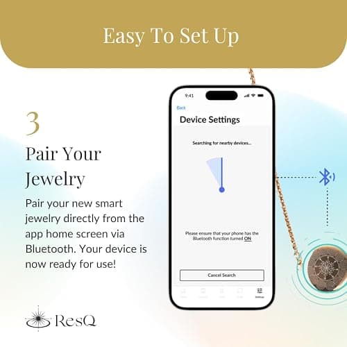 ResQ Jewelry, Shakti Smart Bluetooth Safety Necklace, Discreet Wearable Safety Device - GPS Location Tracking, Audio Recording, One Touch Activation thumbnail 8
