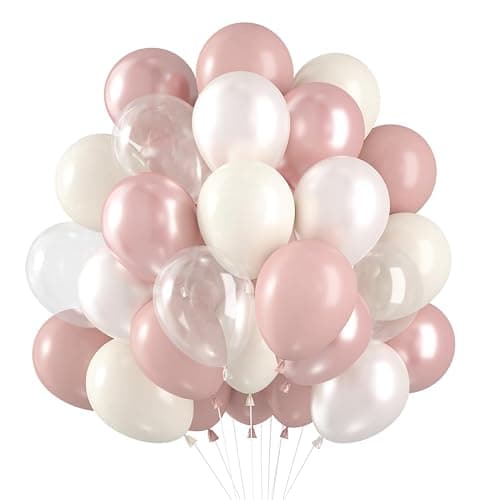 Luftballons Altrosa Beige 60 Stück Luftballons Geburtstag Rosa Beige Champagner Gold Helium Ballons, Retro Rosa Aprikose Latex Ballons für Mädchen Geburtstag Hochzeit Babyparty Deko - Image 1