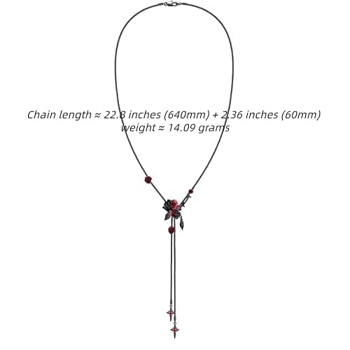 MASW Gothic style red and black rose necklace fashionable long tassel necklace personalized women's accessories flower accessories MO43 thumbnail 5