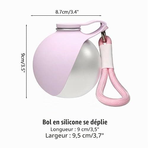 Gourde pour Chien, Gourde Chien Promenade Gamelle éTanche avec Bol Pliable en Silicone, 285ml Gourde Chien Voyage pour Les Promenades Et RandonnéEs en ExtéRieur (Blanc) thumbnail 2