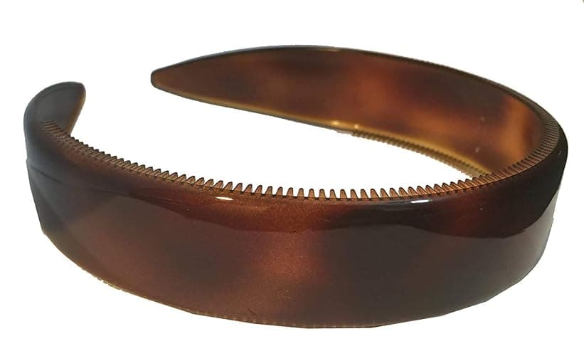 Parcelona French Extra Wide Tortoise Shell Brown Celluloid Inner Nibs Flexible Hair Headband Fashion Headband for Women Strong Hold Grip No Slip Durable Styling Girls Hair Accessories, Made in France - Image 1