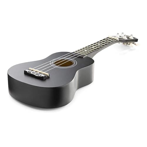 MAX UKEY Ukulele Komplett Set inkl. Plektren, digitalem Stimmgerät und Tasche, 21" mini Gitarre, Ukulele Erwachsene mit Zubehör für Anfänger, Soprano, 4 Nylon Saiten, 12 Bünde - Schwarz thumbnail 4