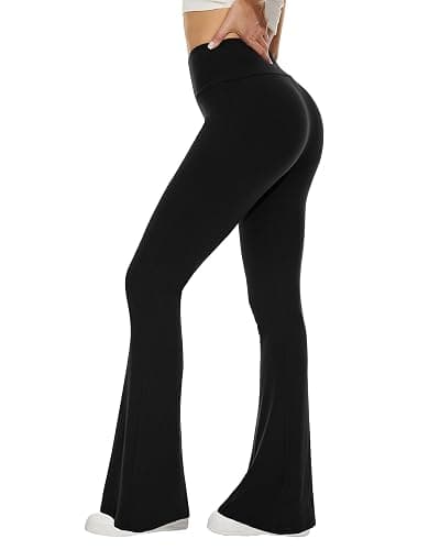 Sundwudu Black Flare Yoga Pants for Women-High Waist Flare Leggings Workout | soft - Image 1