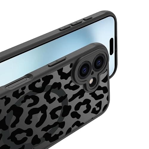 Aconfei for iPhone 16 Magsafe Case, Magnetic Black Leopard Design Cute Soft TPU Shockproof Protective for Girls Women Phone Cover thumbnail 6