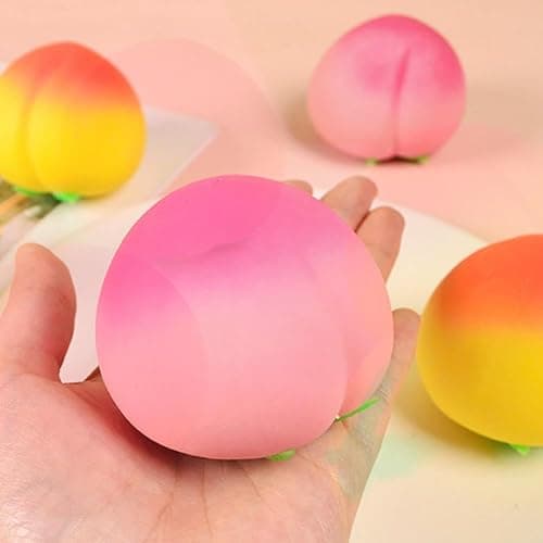 Peach Squishies, Peachs Fruit Slow Rising Soft Toy, Realistic Peach Shaped Fruit Squeeze Balls, Flexible Fidget Toys Decompression Gift for Adults Kids thumbnail 6