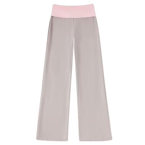 Fold Over Yoga Pants for Women Wide Leg Sweatpants Lounge Low Waist Flare Leggings Bell Bottoms Teen Girls Pants thumbnail 3