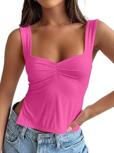 Trendy Queen Womens Going Out Crop Tops Backless Tank Tops Summer Teen Girls Party Basics Tees Cute Shirts thumbnail 2