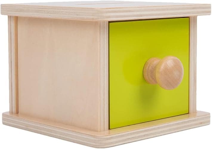 Adena Montessori Coin Box,Object Permanence Box for 1 Year Old Baby Coins,Wooden Ball Drop Developmental Toys for 6-12 Month Infant Toddler,Learning Kids Gifts(Yellow-Green Door) thumbnail 6