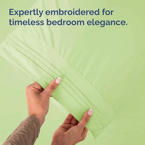 Queen Pillow Cases Set of 2 - Ultra Soft Hotel Quality Pillowcase Covers - Comfy, Cozy & Wrinkle Free - Shrinkage & Fade Resistant - Machine Washable Pillow Protectors - 2 Piece Set - Light Sage Green thumbnail 6