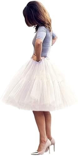 ELAWBTY Womens Knee Length Princess Petticoat Underskirt Tulle Tutu Skirt for Prom Party P84 thumbnail 2