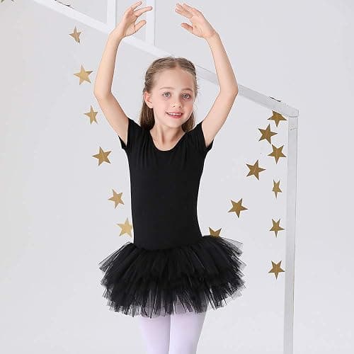 Bezioner Girls Cotton Ballet Dance Dress Cute Tutu Skirted Leotard Short Sleeve thumbnail 4