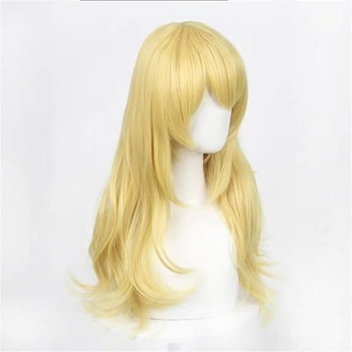 60cm Long Yellow Blonde Loose Wavy Princess Halloween Cosplay Costume Wig | Princess wig Heat Resistant High Temperature Synthetic Fiber Halloween Party Wig Dress Up Anime Show Blonde Hair thumbnail 3