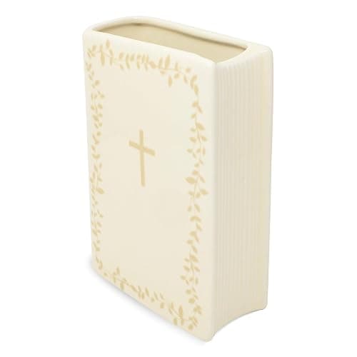 Steel Mill & Co. Ceramic Book-Shaped Vase, The Word | Original Large Decorative Vases for Christian Home Decor, Classic Faith Bookshelf Decor, Unique Vase for Religious Living thumbnail 5