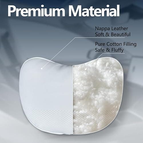 BlissfulNest Tesla Neck Pillow Car Seat Headrest, 2 Pack, Neck Pillow for Tesla Model Y, Tesla Model 3, Tesla Model X, Tesla Model S Nappa Leather. Height Adjustable, Thickness Adjustable. (White) thumbnail 5