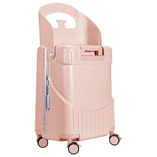 MRPLUM Ride On Luggage with Seat&Seat Belt,Hard Shell Lightweight Rolling Spinner Wheels Travel Luggage with TSA Lock,20 inch,Pink - Image 1