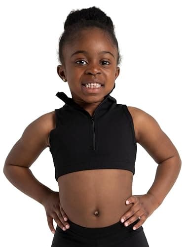 Capezio girls Team Basics Mock Neck Top - Sports Bra, Black, Medium US thumbnail 5