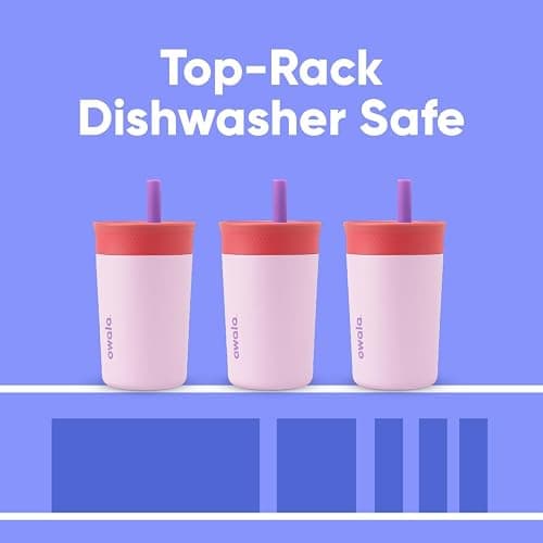 Owala Kids Insulation Stainless Steel Tumbler with Spill Resistant Flexible Straw, Easy to Clean, Kids Water Bottle, Great for Travel, Dishwasher Safe, 12 Oz, Navy and Blue (Home Base) thumbnail 6